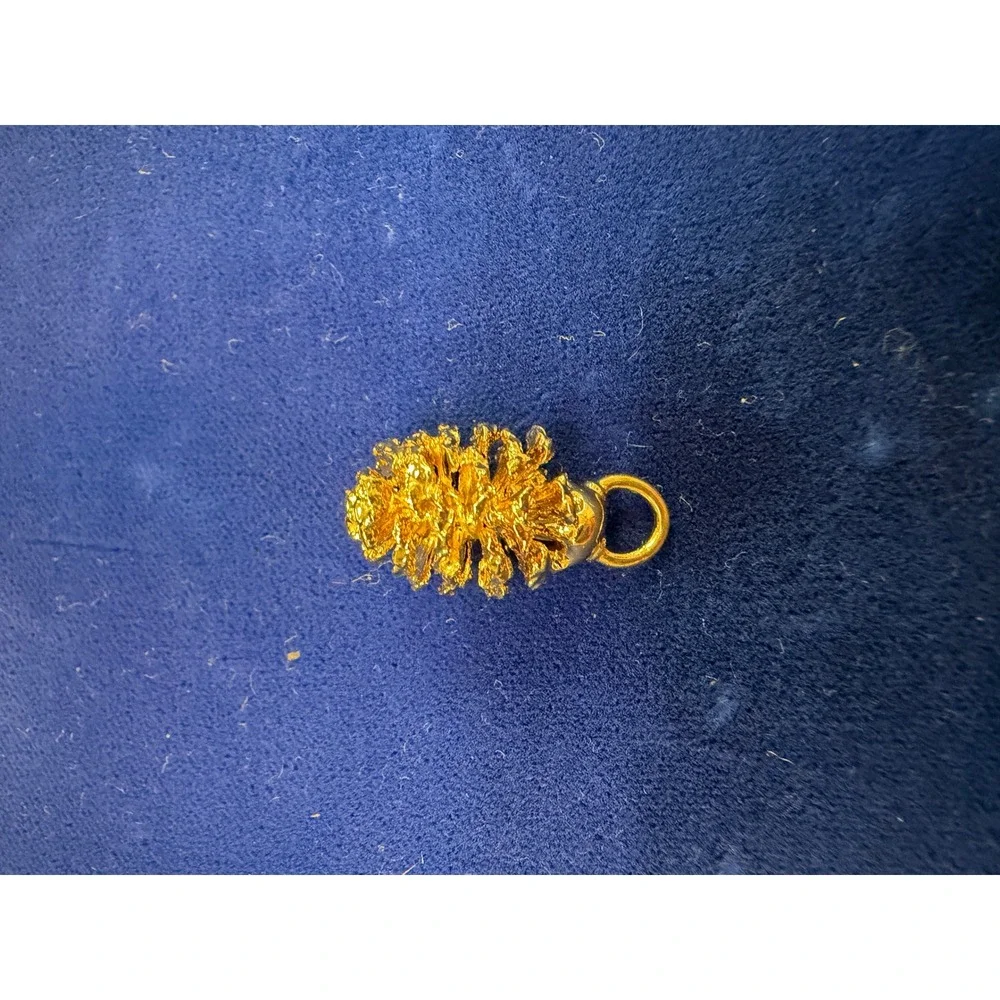 Gold Pinecone Pendant Charm Nature Inspired Textured Jewelry Gift